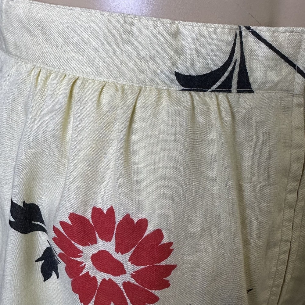Vintage Panther Floral Print Skirt Ivory Gathered Waist Union Made Cottagecore M - Picture 8 of 10